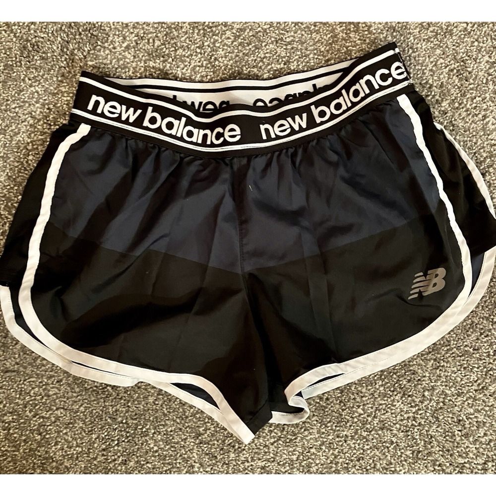 Women's New Balance Shorts Sz XS Black Logo Waistband Running Athletic‎ Gym